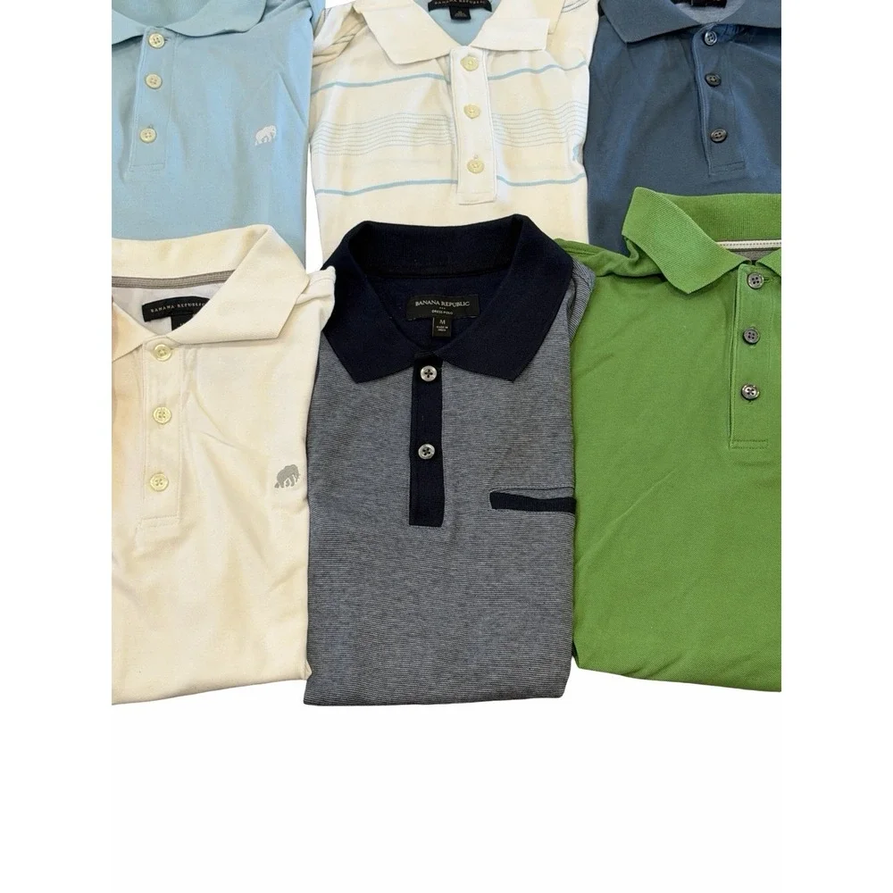 Banana Republic Mens Medium Pique Polo Golf Shirt HUGE  Lot Elephant Logo Preppy